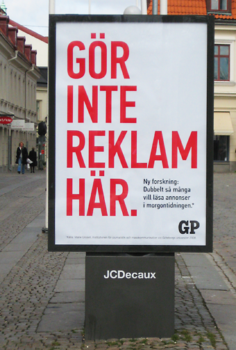 Göteborgs-Posten: &quot;Gör inte reklam här&quot; | Please copy me